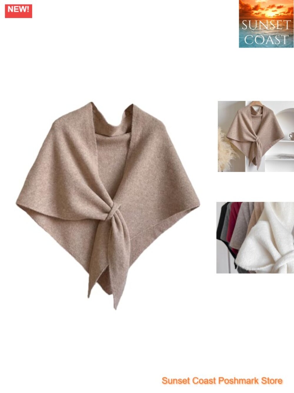 Knit Triangle Shawl Wrap Tie Up Pashmina Scarf Sweater Women's Fall Winter